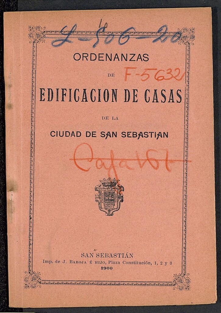 Miniatura de Ordenanzas de edificación de casas de la ciudad de San Sebastian