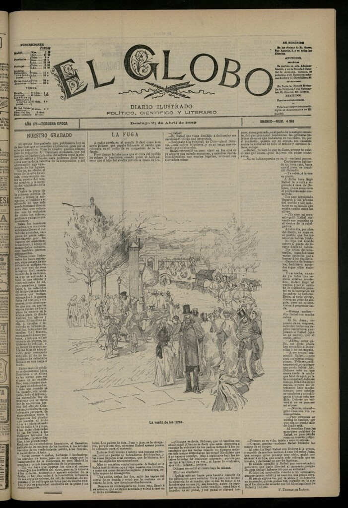 Miniatura de El Globo : diario ilustrado del 21 de abril de 1889, nº 4917