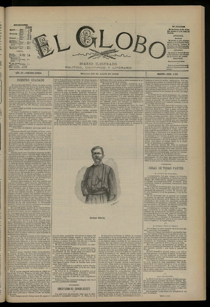 Miniatura de El Globo : diario ilustrado del 23 de abril de 1889, nº 4919