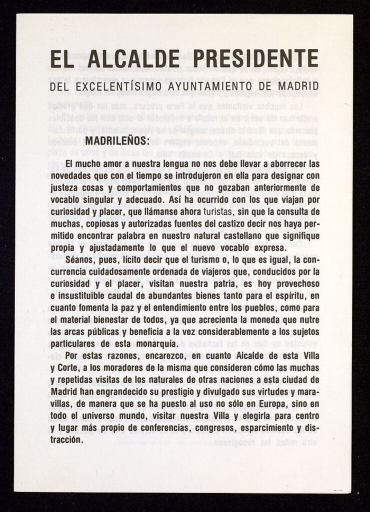Miniatura de Bando sobre el turismo en Madrid