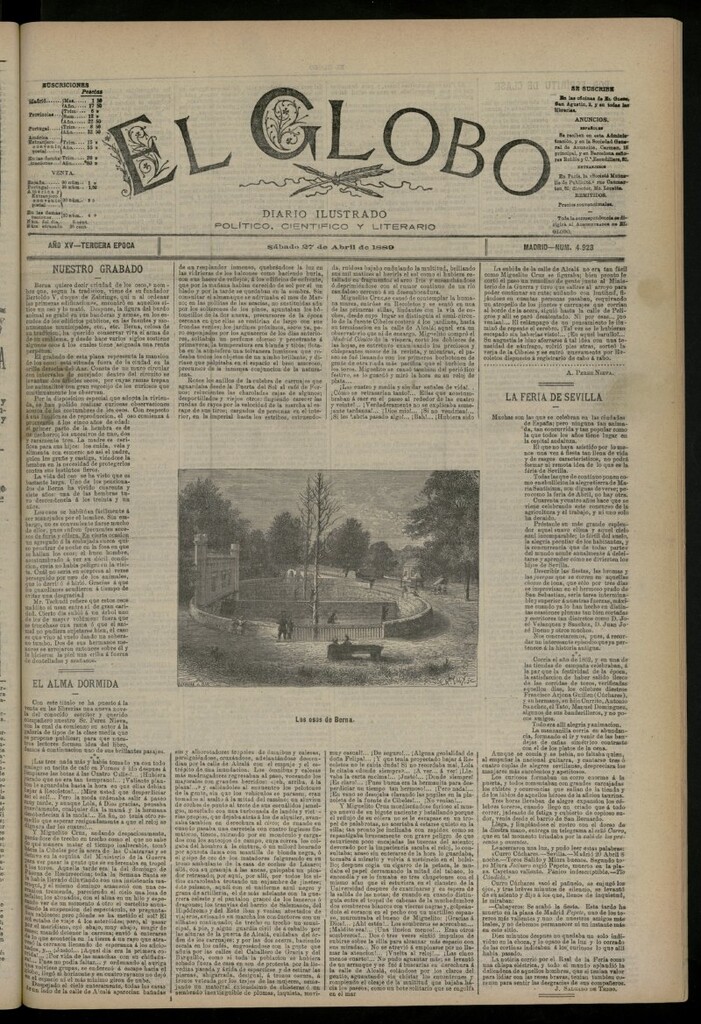 Miniatura de El Globo : diario ilustrado del 27 de abril de 1889, nº 4923