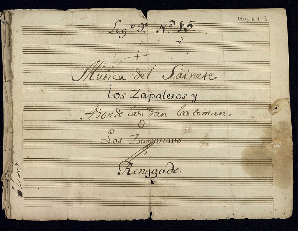 Miniatura de Música del Sainete Los zapateros y Adonde las dan las toman