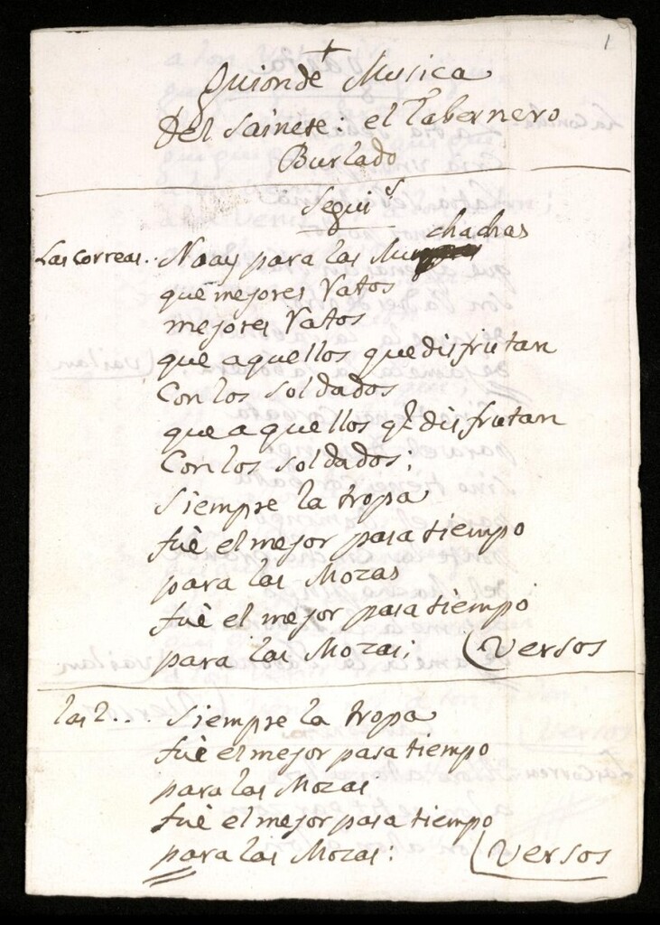 Miniatura de Guión de musica del sainete El Tabernero burlado