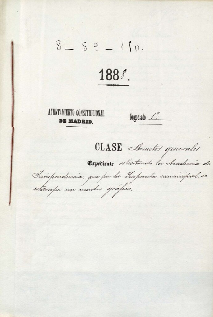Miniatura de Expediente solicitando la Academia de Jurisprudencia, que por la Imprenta Municipal, se estampe un cuadro gráfico.