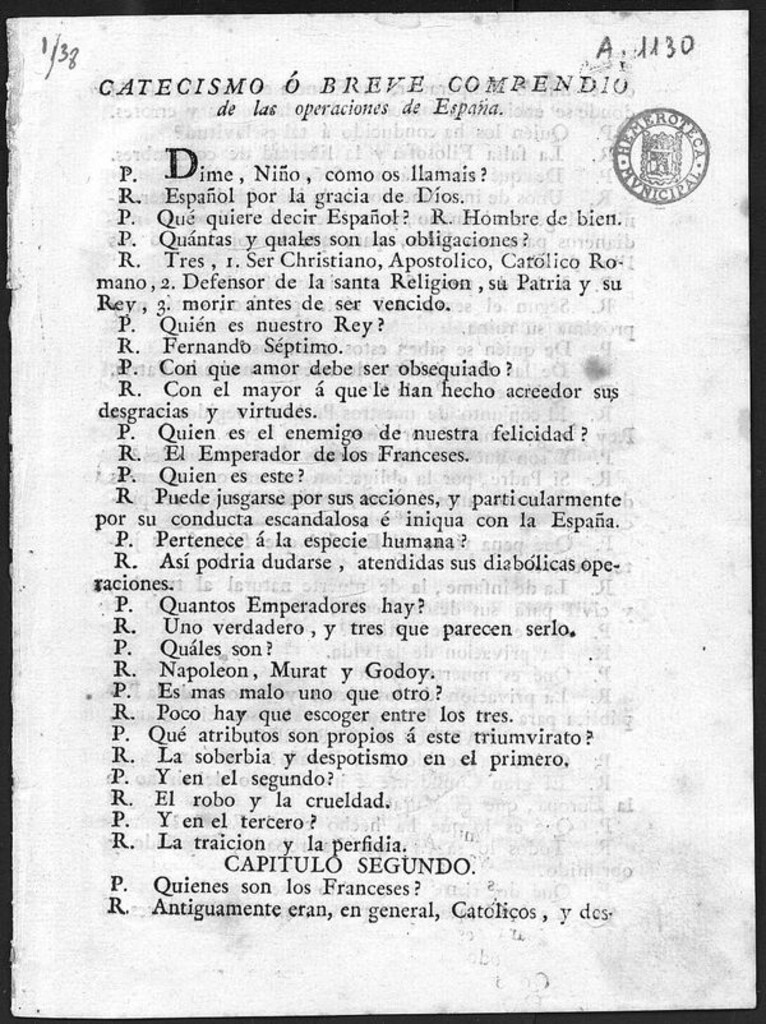 Miniatura de Catecismo ó breve compendio de las operaciones de España.