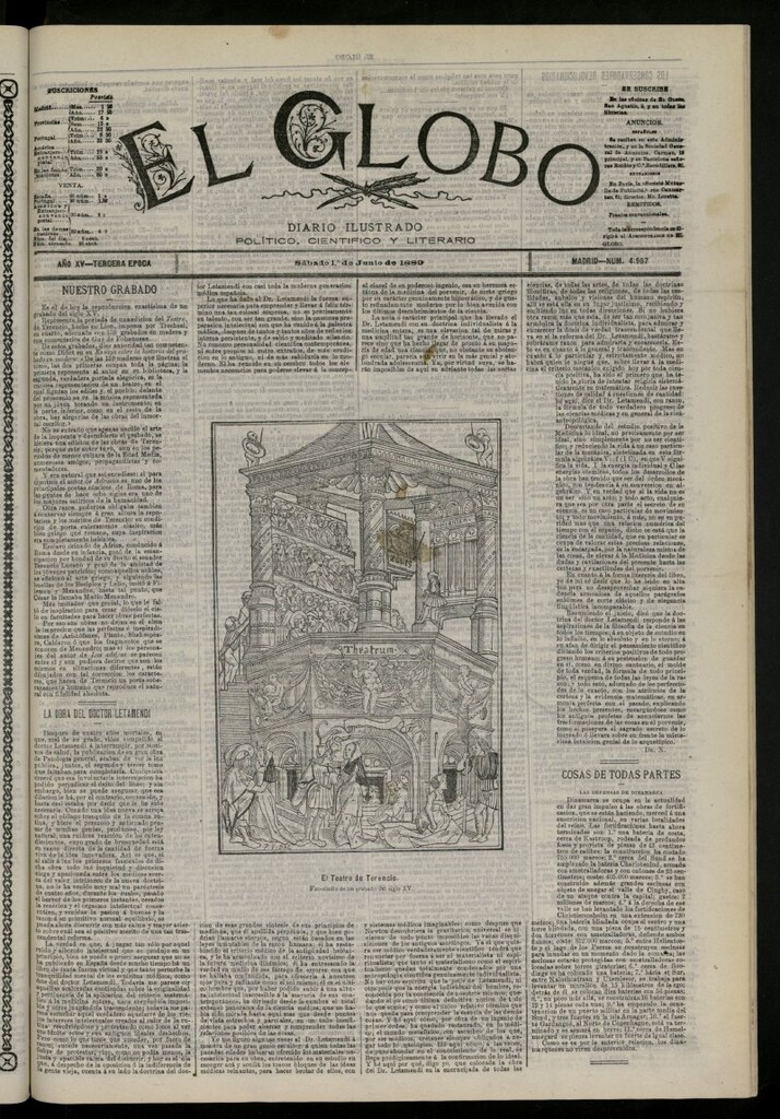 Miniatura de El Globo : diario ilustrado del 1 de junio de 1889, nº 4957