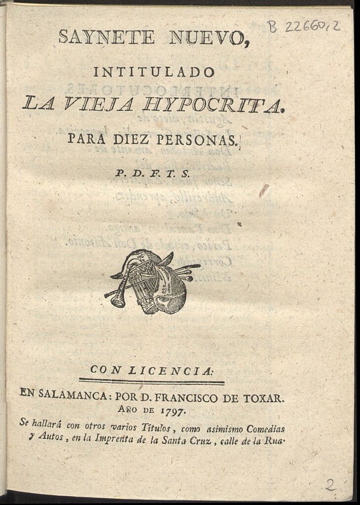 Miniatura de Saynete nuevo intitulado La vieja hipócrita