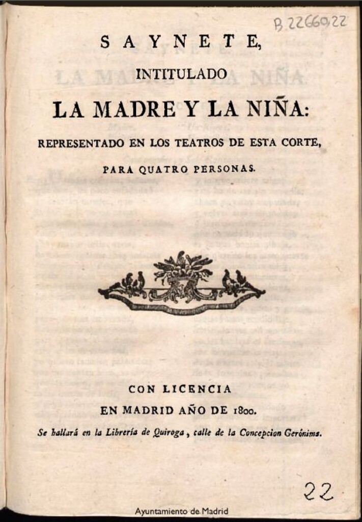 Miniatura de Saynete intitulado La madre y la niña