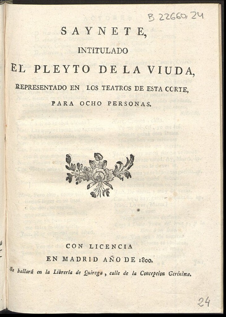 Miniatura de Saynete intitulado El pleyto de la viuda