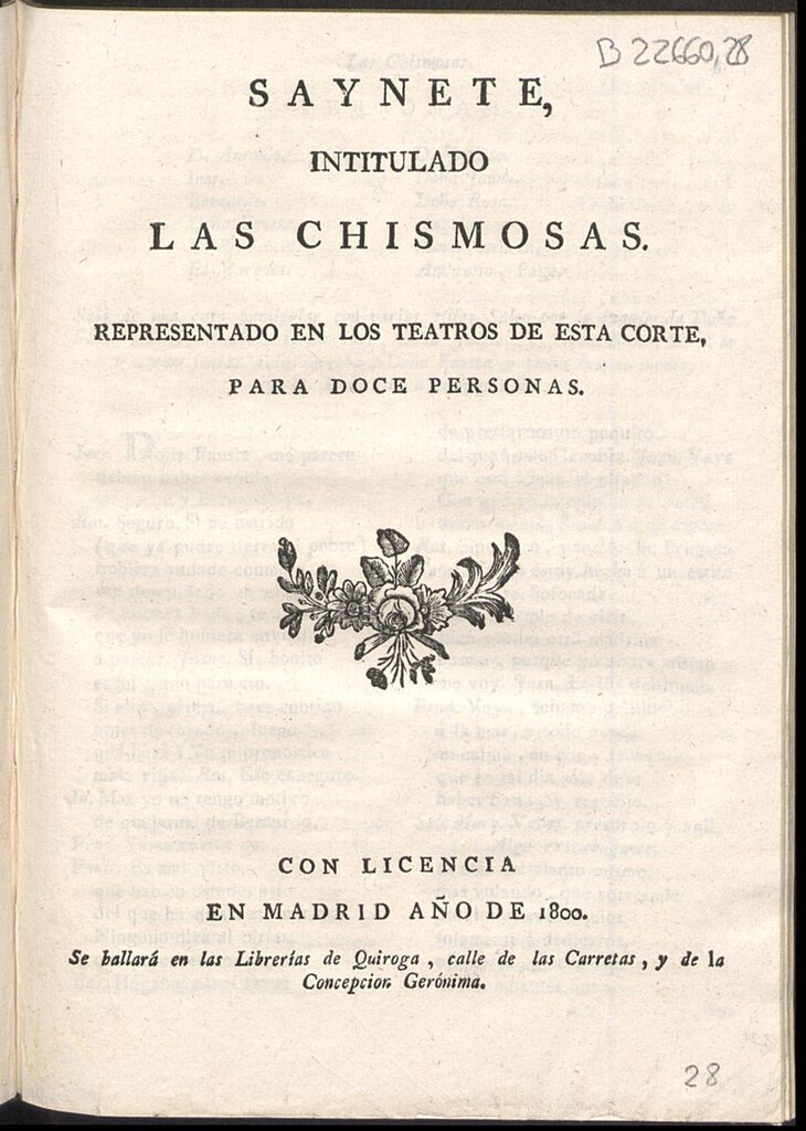 Miniatura de Saynete intitulado Las chismosas