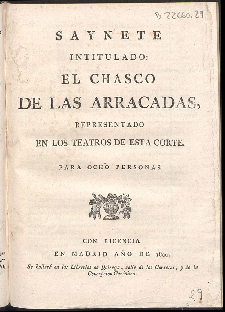 Miniatura de Saynete intitulado El chasco de las arracadas