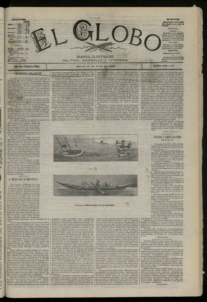 Miniatura de El Globo : diario ilustrado del 11 de junio de 1889, nº 4967