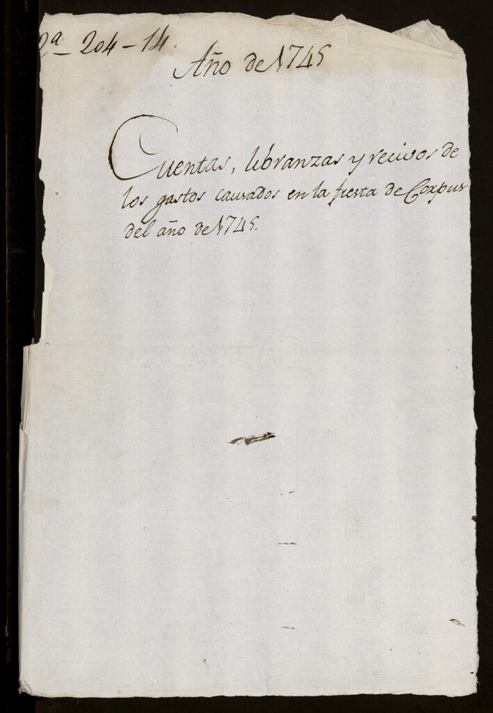 Miniatura de Cuentas, libranzas y recibos de los gastos causados en las fiestas del Corpus del año 1745