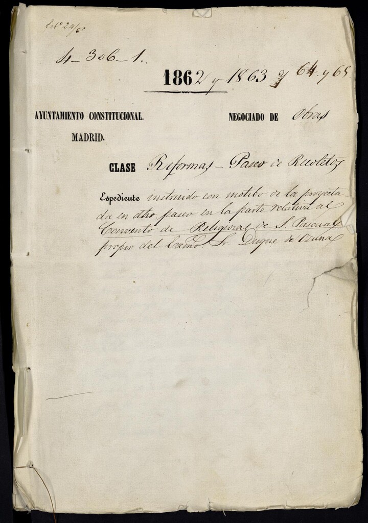 Miniatura de Expediente instruido con motivo de la reforma del Paseo de Recoletos relativo a la parte que corresponde al convento de religiosas de San Pascual propio del Exmo. Sr. Duque de Osuna