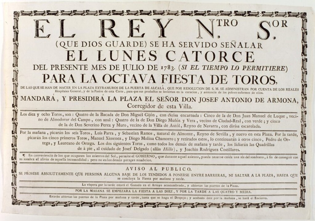 Miniatura de Corrida de toros celebrada el día 14 de Julio de 1783