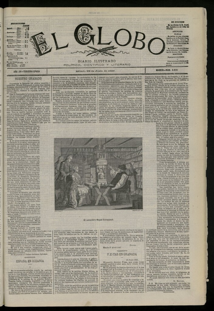 Miniatura de El Globo : diario ilustrado del 22 de junio de 1889, nº 4978