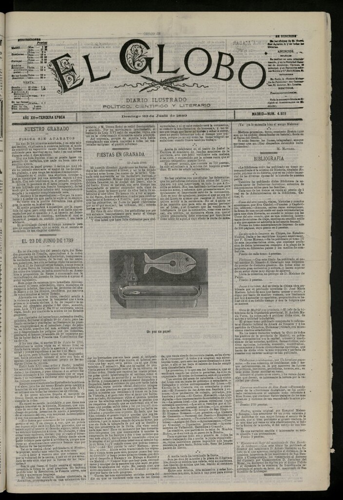Miniatura de El Globo : diario ilustrado del 23 de junio de 1889, nº 4979