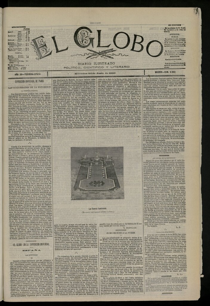 Miniatura de El Globo : diario ilustrado del 26 de junio de 1889, nº 4982