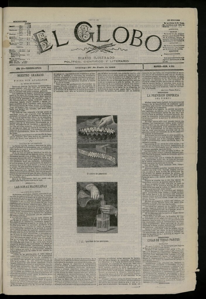 Miniatura de El Globo : diario ilustrado del 30 de junio de 1889, nº 4986
