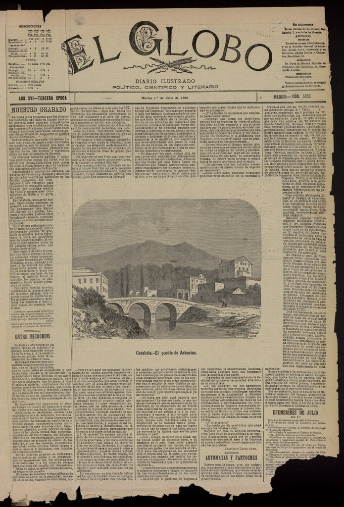 Miniatura de El Globo : diario ilustrado del 1 de julio de 1890, nº 5353