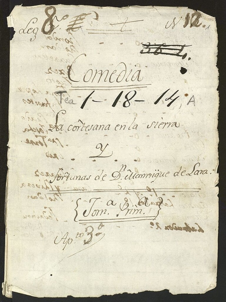 Miniatura de La cortesana en la sierra y fortunas de Dn. Manrique Lara: comedia