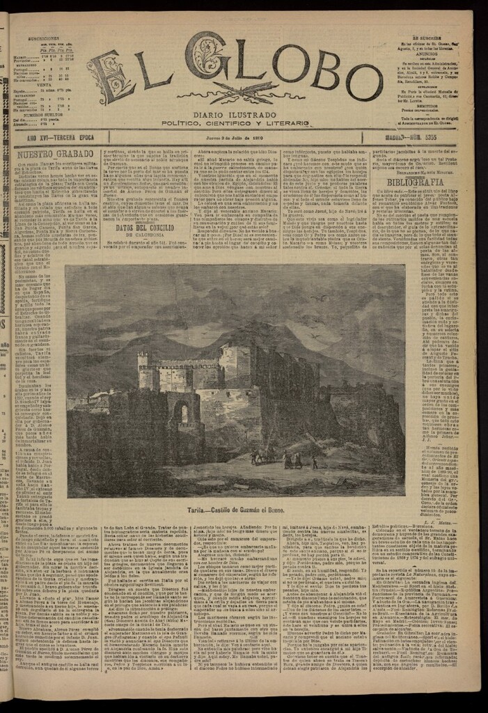 Miniatura de El Globo : diario ilustrado del 3 de julio de 1890, nº 5355