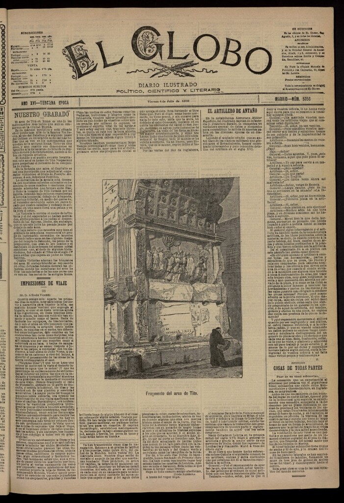 Miniatura de El Globo : diario ilustrado del 4 de julio de 1890, nº 5356