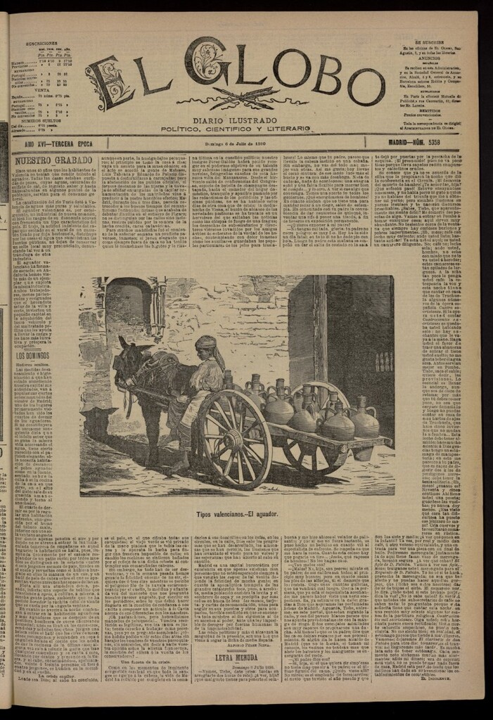 Miniatura de El Globo : diario ilustrado del 6 de julio de 1890, nº 5358