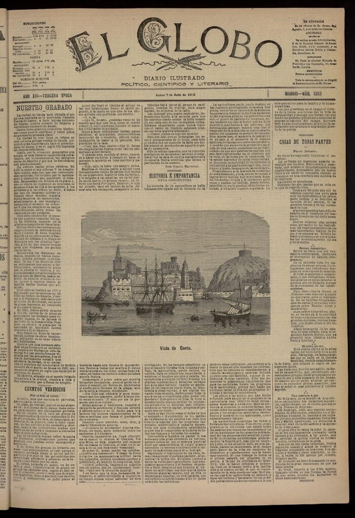 Miniatura de El Globo : diario ilustrado del 7 de julio de 1890, nº 5359