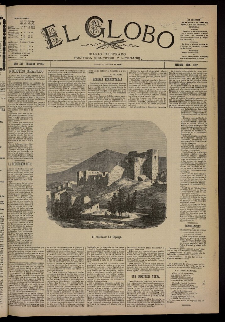 Miniatura de El Globo : diario ilustrado del 10 de julio de 1890, nº 5362
