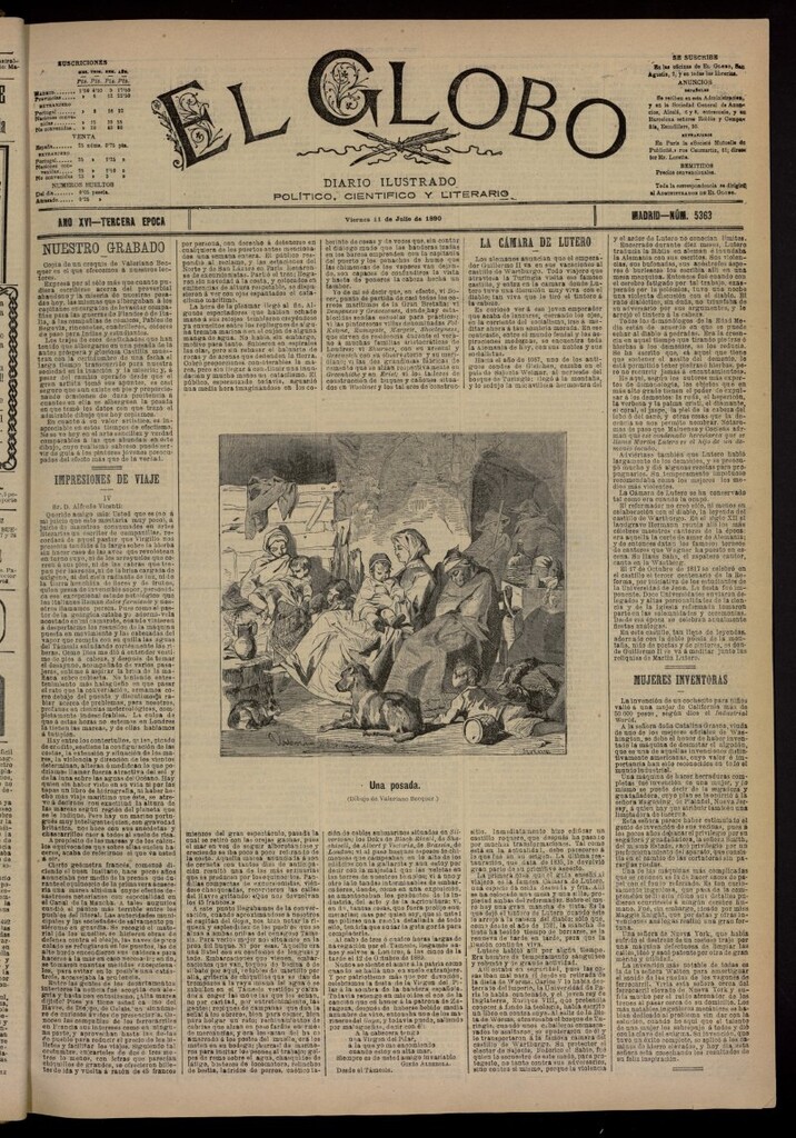 Miniatura de El Globo : diario ilustrado del 11 de julio de 1890, nº 5363