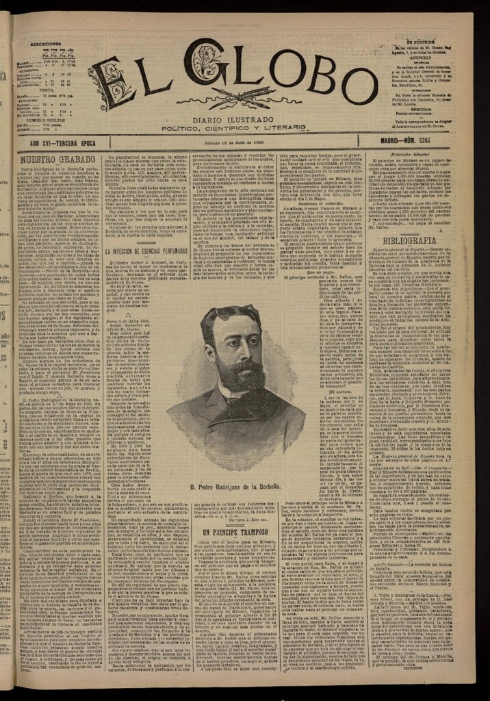 Miniatura de El Globo : diario ilustrado del 12 de julio de 1890, nº 5364
