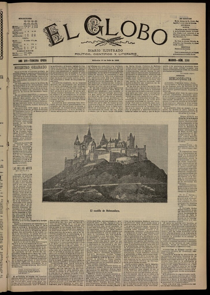 Miniatura de El Globo : diario ilustrado del 16 de julio de 1890, nº 5368