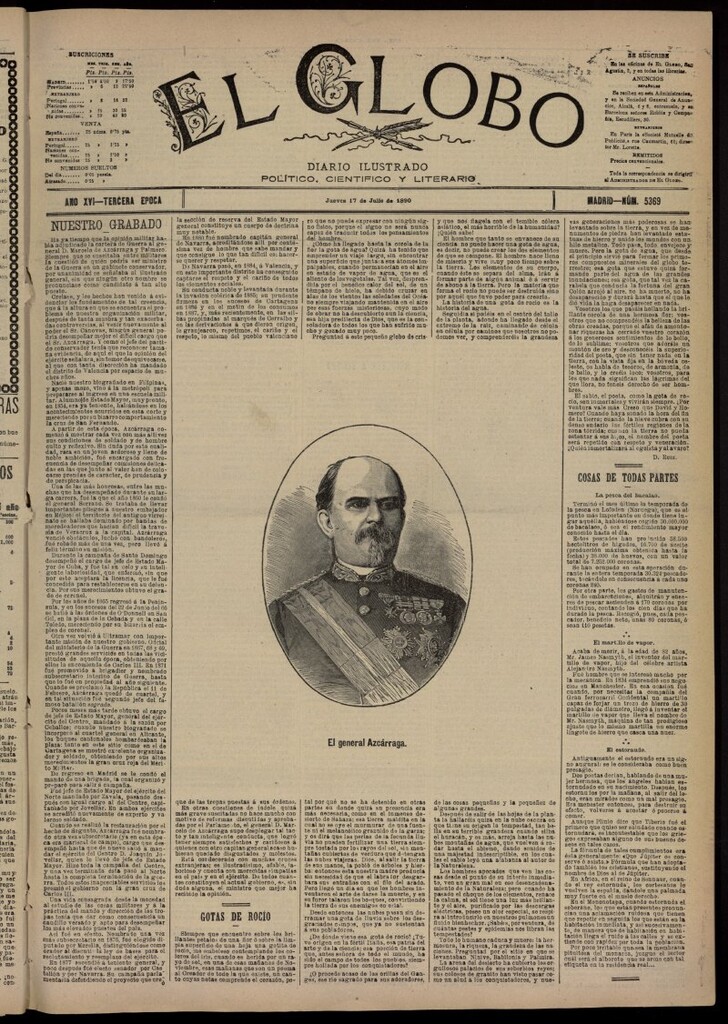 Miniatura de El Globo : diario ilustrado del 17 de julio de 1890, nº 5369