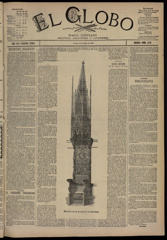 Miniatura de El Globo : diario ilustrado del 18 de julio de 1890, nº 5370