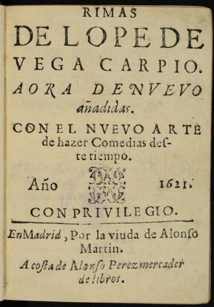 Miniatura de Rimas de Lope de Vega Carpio: aora de nuevo añadidas con el Nuevo arte de hazer comedias