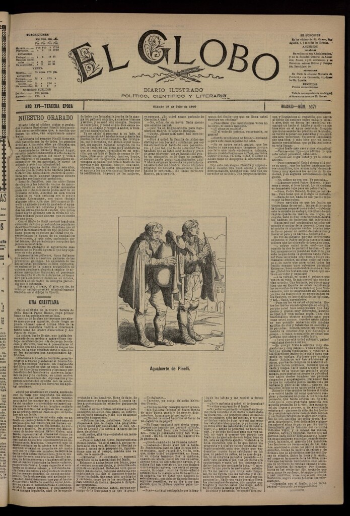 Miniatura de El Globo : diario ilustrado del 19 de julio de 1890, nº 5371