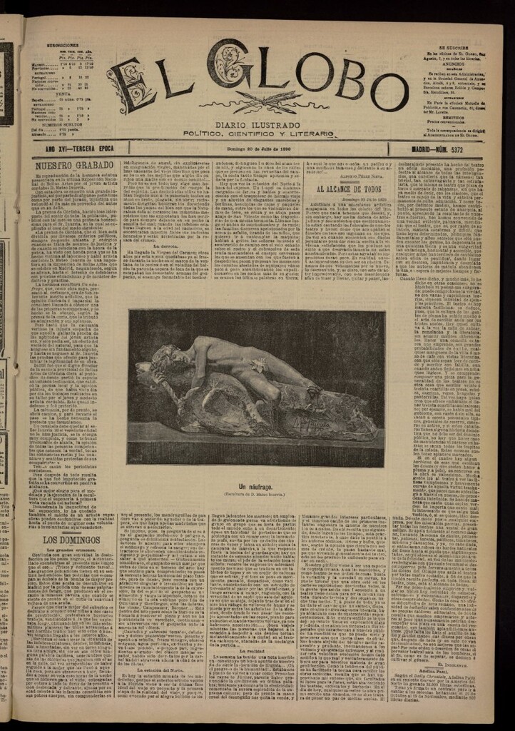 Miniatura de El Globo : diario ilustrado del 20 de julio de 1890, nº 5372