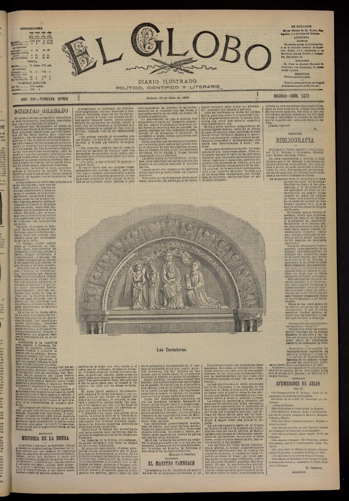 Miniatura de El Globo : diario ilustrado del 26 de julio de 1890, nº 5378