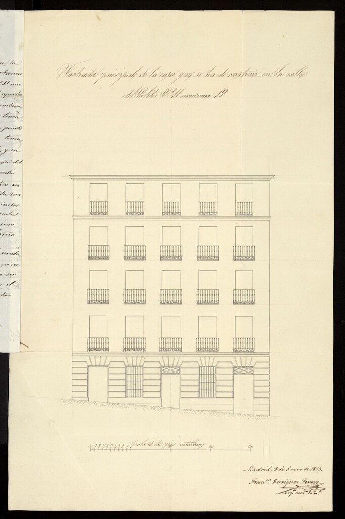 Miniatura de D. Enrique Uceta y D. Manuel Martín, licencia para edificar en un solar de su propia, calle del Salitre nº 11, manzana 19. (1853)