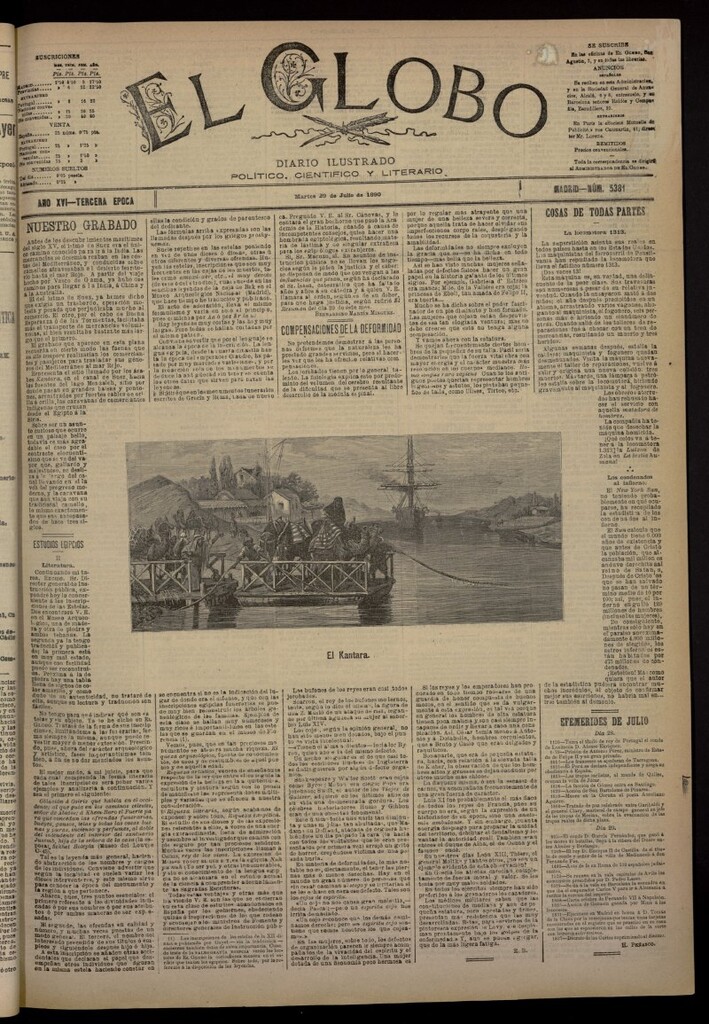 Miniatura de El Globo : diario ilustrado del 29 de julio de 1890, nº 5381