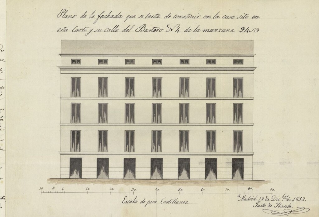 Miniatura de Licencia a D. Plácido Díaz, por Dª Catalina Gené, para construir una nueva planata en calle del Bastero, nº 4, manzana 94