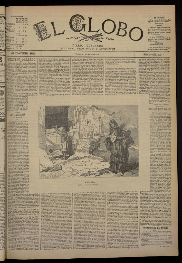 Miniatura de El Globo : diario ilustrado del 1 de agosto de 1890, nº 5384