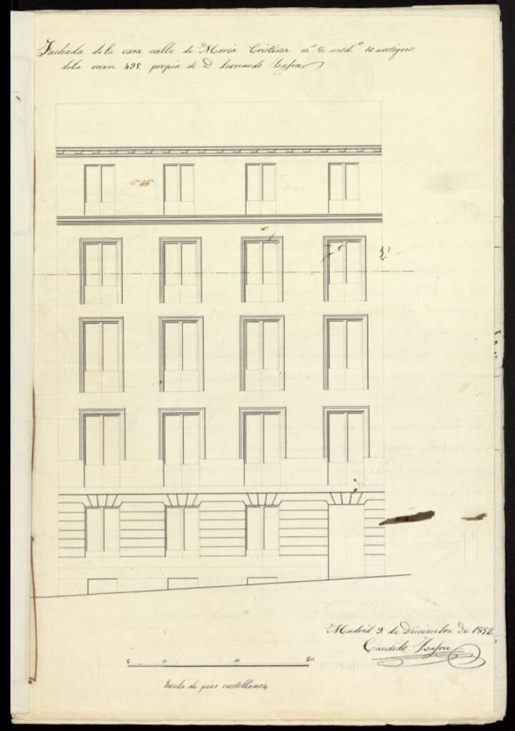 Miniatura de Licencia a D. Leonardo Zafra, para construir en calle de María Cristina, nº 8 y 10, manzana 495