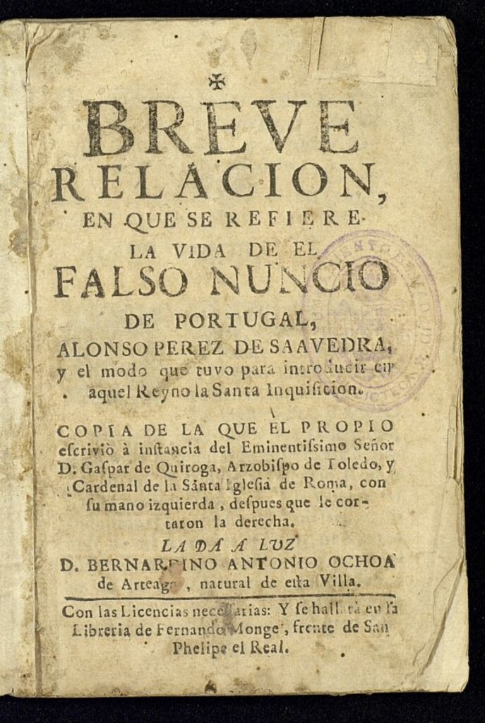 Miniatura de Breve relación en que se refiere la vida de el falso Nuncio de Portugal