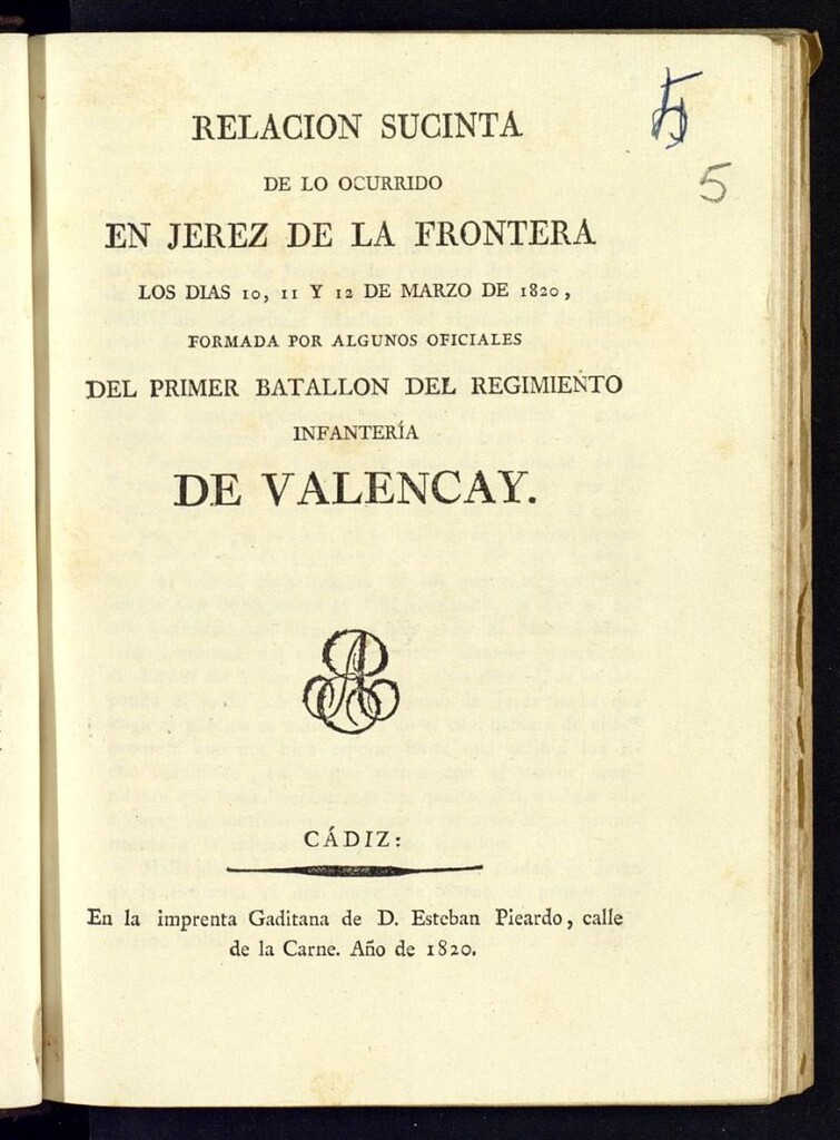 Miniatura de Relacion sucinta de lo ocurrido en Jerez de la Frontera los dias 10, 11 y 12 de marzo de 1820