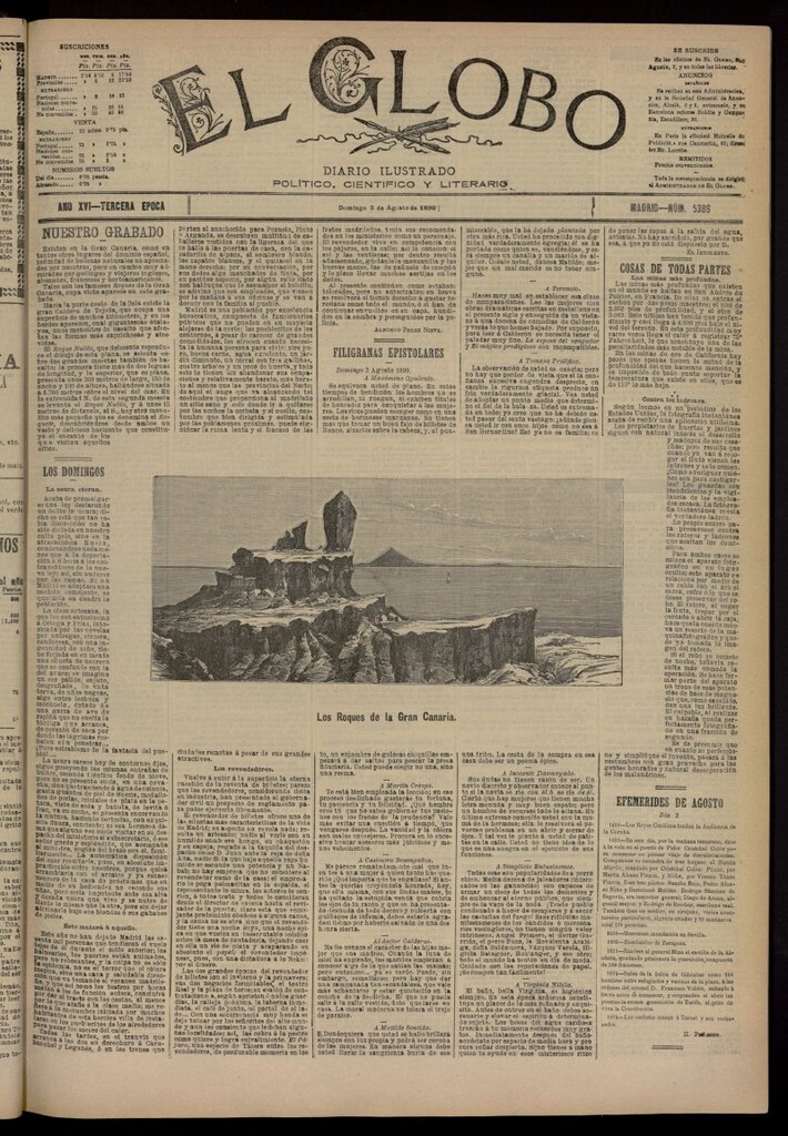 Miniatura de El Globo : diario ilustrado del 3 de agosto de 1890, nº 5386