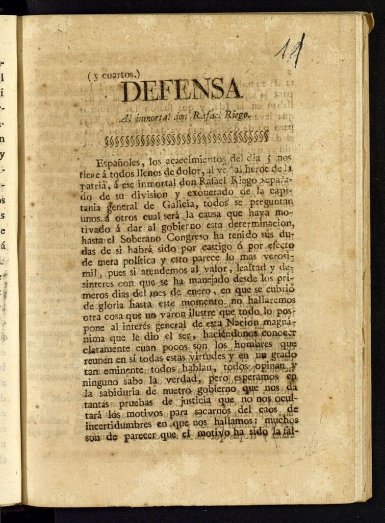 Miniatura de Defensa : al inmortal don Rafael Riego