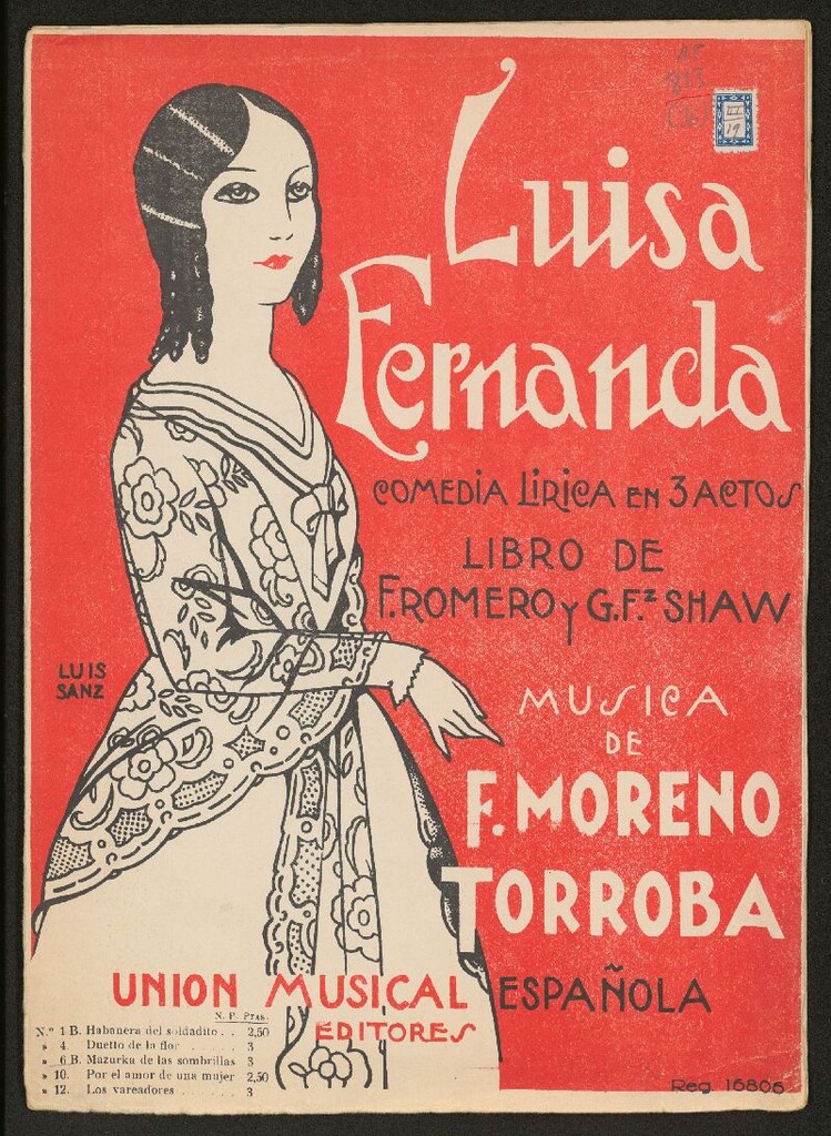 Miniatura de Luisa Fernanda. Mazurca de las sombrillas: comedia lírica en tres actos