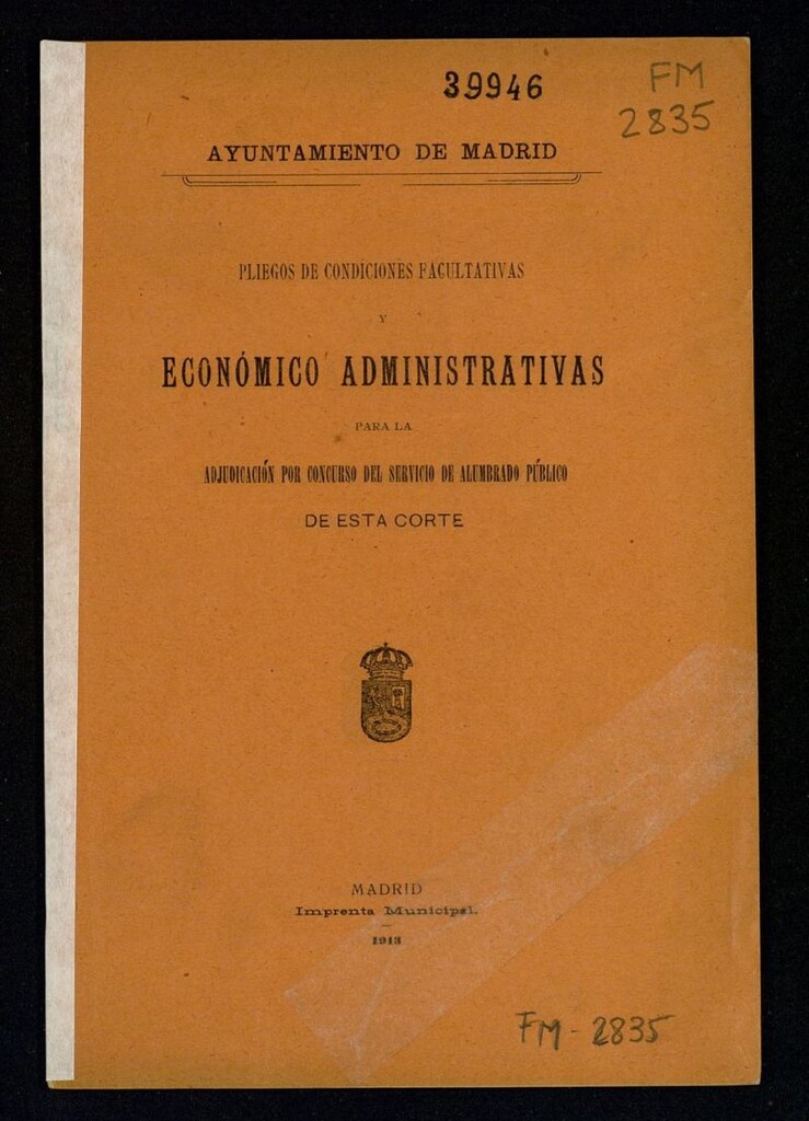 Miniatura de Pliego de condiciones facultativas y económico administrativas para la adjudicación por concurso del servicio de alumbrado público de esta Corte